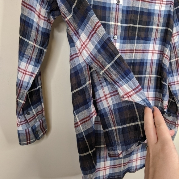 Madewell Plaid Mock Neck Half Button Tunic Top - Picture 4 of 8